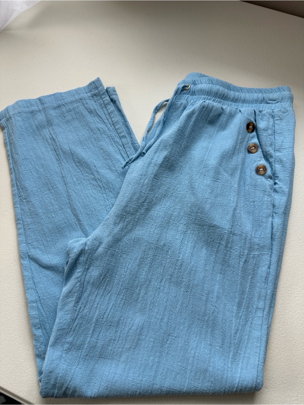 Light Blue Women’s Drawstring Casual Pants